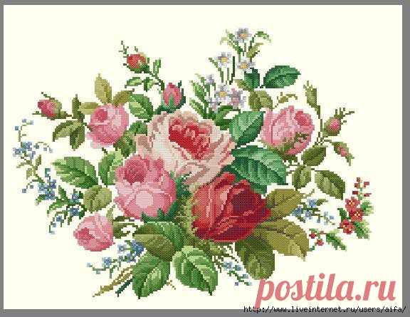 Розы букет вышивка крестом схемы