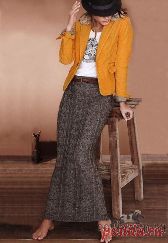 Длинная юбка спицами