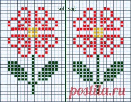 ​Простые схемы цветов для вышивки с детьми