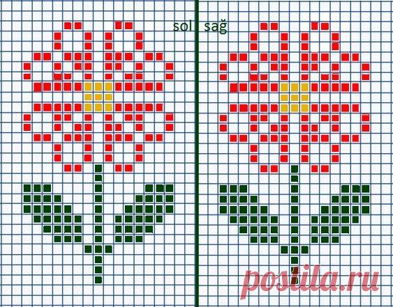 ​Простые схемы цветов для вышивки с детьми