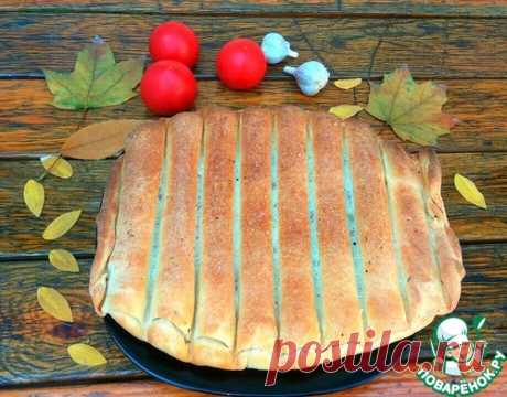 Лепёшка с сыром, зеленью и чесноком