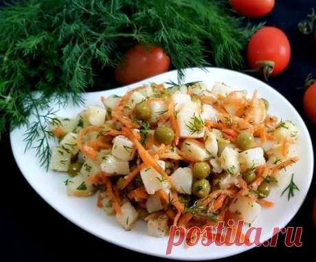Салат из 3х ингредиентов, очень простой и вкусный:картошка, морковь, горошек