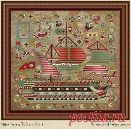 Образец шхуны «Остров Скайрос» от Ларисы Слободяник-Вышивка крестом Связь / Загрузка (Не могу опубликовать только в новой теме) -Крест строчки Сканированные рисунки-PinDIY.com