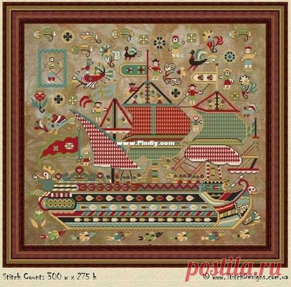 Образец шхуны «Остров Скайрос» от Ларисы Слободяник-Вышивка крестом Связь / Загрузка (Не могу опубликовать только в новой теме) -Крест строчки Сканированные рисунки-PinDIY.com