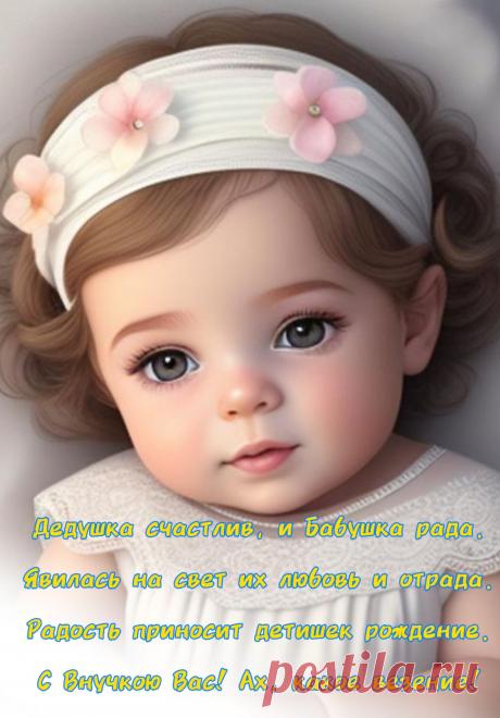 Вам в радость внучка родилась!
Сердечно поздравляю!
Пусть свет её прекрасных глаз
Теплом вас согревает!