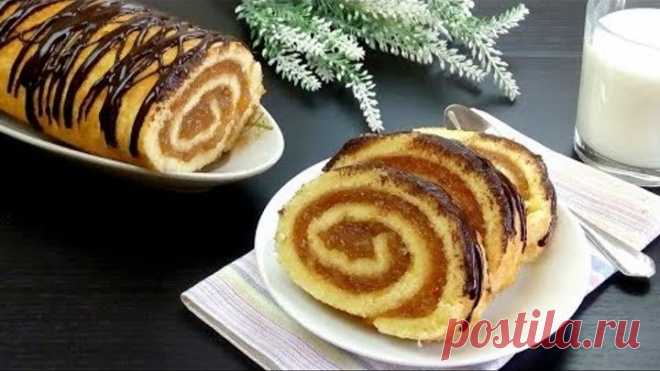 БИСКВИТНЫЙ РУЛЕТ С ЯБЛОЧНОЙ НАЧИНКОЙ / Сочно, вкусно, ароматно / Эпизод - 336