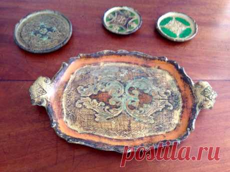Venetian Plateau and Old-style Patinated Coasters - Etsy This Decorative Trays item by oldfrenchmemories has 30 favorites from Etsy shoppers. Ships from France. $51