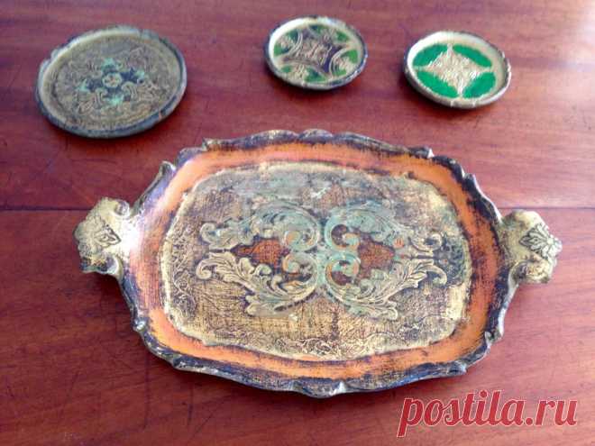 Venetian Plateau and Old-style Patinated Coasters - Etsy This Decorative Trays item by oldfrenchmemories has 30 favorites from Etsy shoppers. Ships from France. $51