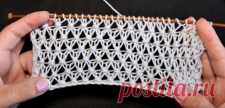 ​Узор "Сетка с узелками" спицами