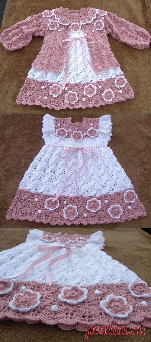Детское платье крючком и жакетик.