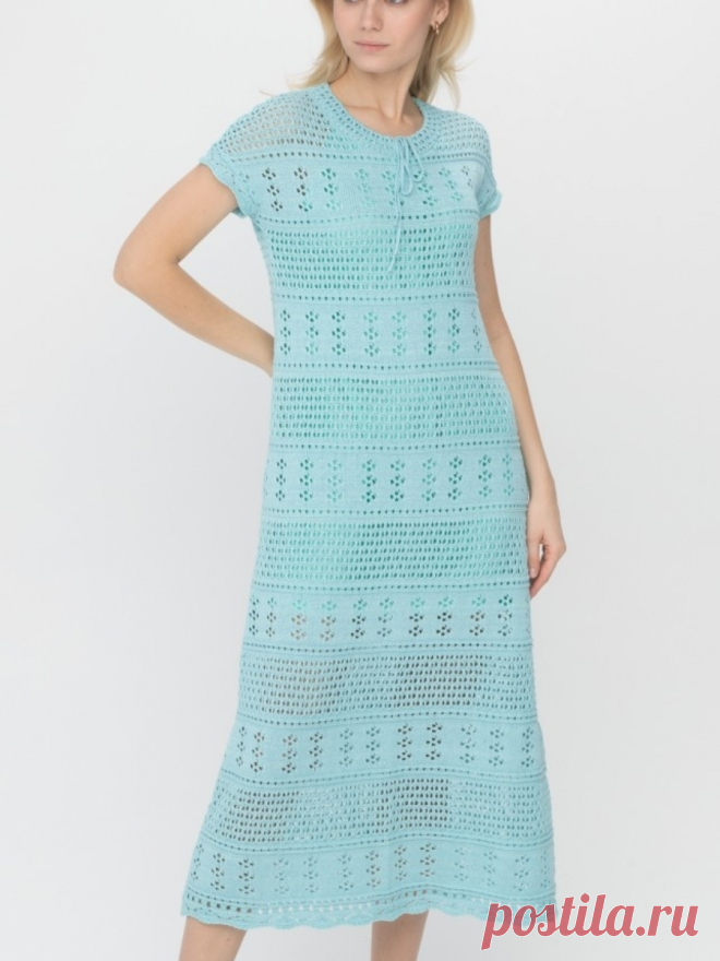 Летнее ажурное платье мятного цвета