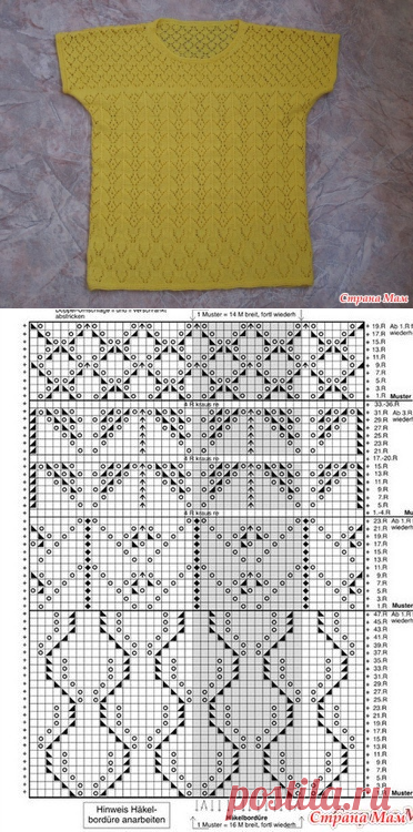 Желтая футболка внучке спицами - Вязание - Страна Мам