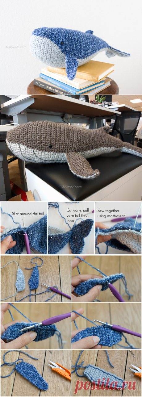 Baby Humpback Whale Crochet Pattern - One Dog Woof
Кит. Полное описание и видео