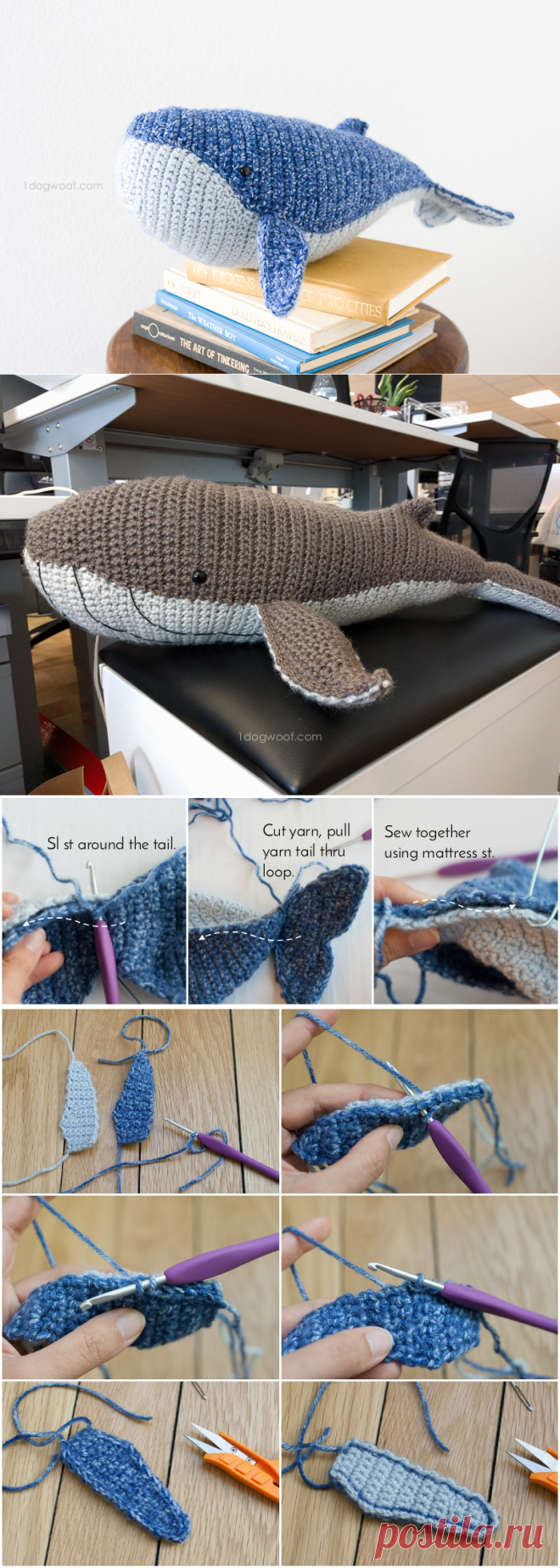 Baby Humpback Whale Crochet Pattern - One Dog Woof
Кит. Полное описание и видео