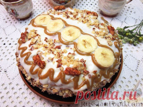 Рецепт: Бананово-ореховый торт со сгущенкой на RussianFood.com