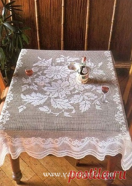 Прямоугольная скатерть крючком. Скатерть крючком на прямоугольный стол схемы | Я Хозяйка