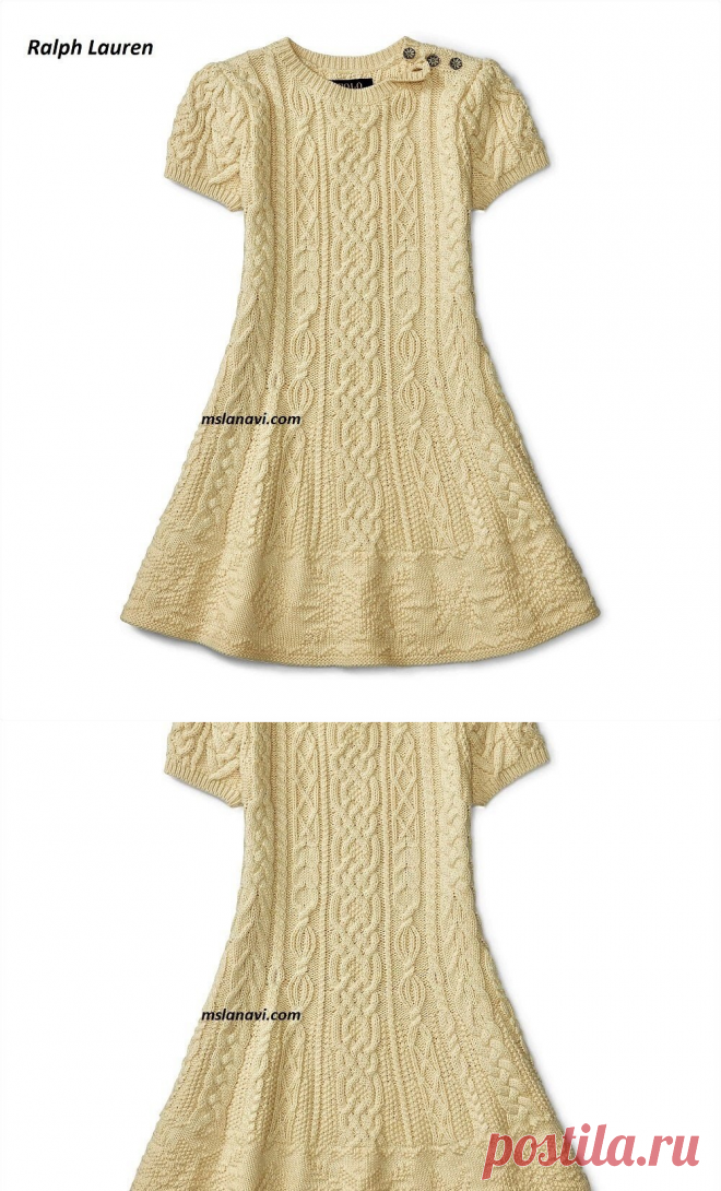 Платье спицами для девочки от Ralph Lauren | Вяжем с Лана Ви