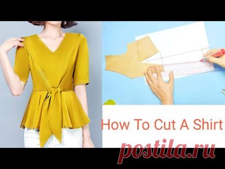 Thiết Kế Áo Peplum Buộc nơ| How To Cut A Shirt| Cutting Shirt