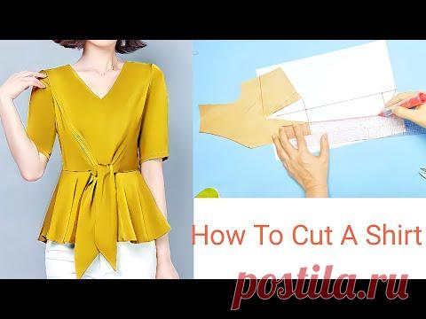 Thiết Kế Áo Peplum Buộc nơ| How To Cut A Shirt| Cutting Shirt
