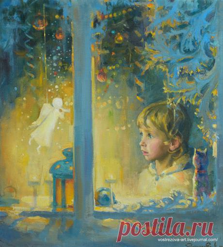 С Рождеством!!! А за окошком чудеса!!! С Рождеством!!! Сегодня среда и я не успела подготовить рождественское ЖЖ чаепитие, потому что лежу в обнимку с градусником уже несколько дней))) Но зато, у меня есть рождественская картина! Картина была написана для моей крестницы Лёли, на ее трехлетие, в прошлом году. Леля родилась между новым…