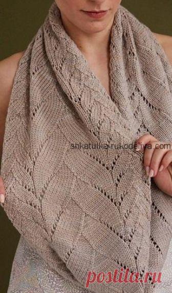 Снуд узором “наложенные листья” Снуд узором “наложенные листья” спицами. Снуд вязаный спицами с описанием 2019