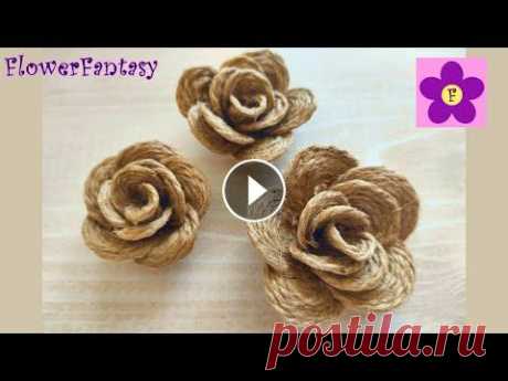 Цветы из джута своими руками | розочки Как сделать красивые цветы из джута просто и красиво. Потребуется: Джут Полимерный клей Простой цветок из джута— Салфетница из джута— #цветыизджута #и...