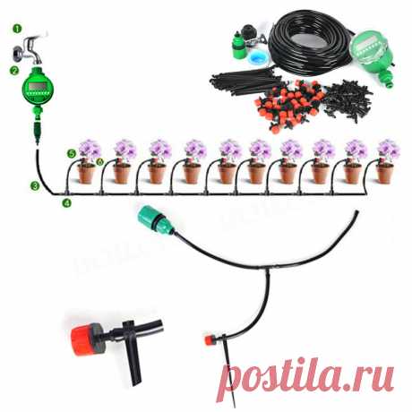 25 м DIY микро капельного орошения Системы завод автоматического распыления Самостоятельная полив садовый шланг Наборы с таймером 30 шт. регулируемый dripper купить на AliExpress