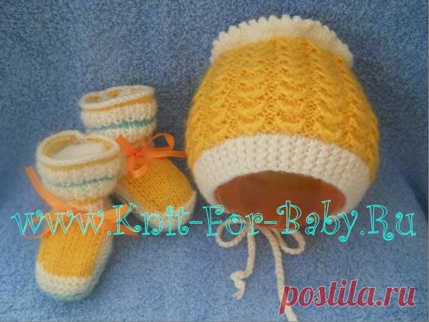 Теплая вязаная шапочка для новорожденного | Вязание для новорожденных