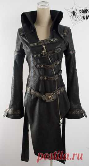 fashion punk goth rock Blk long jacket blazer coat M