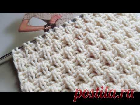 Вяжем фоновый узор на основе американской резинки ❤ knitting pattern. - YouTube