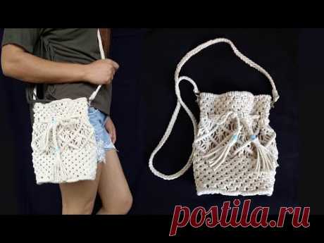 Macrame Bag New Design | Handmade Macrame Bag | DIY Macrame Sling Bag for Girls - YouTube Сумка-слинг для девочек из макраме