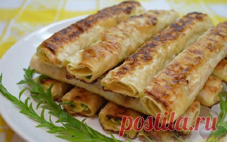 Жареные трубочки из лаваша с сырной начинкой