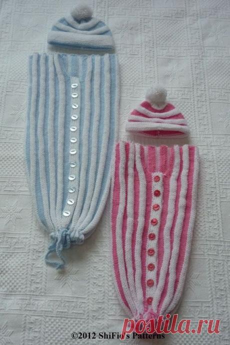 Baby Knitting Pattern Papoose Cuddle Sac Cocoon Knitting by shifio
