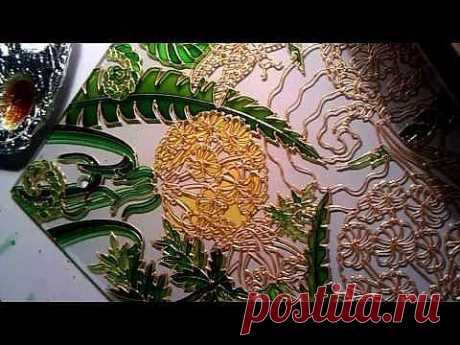 ▶ Витражная роспись по стеклу | Одуванчики - YouTube