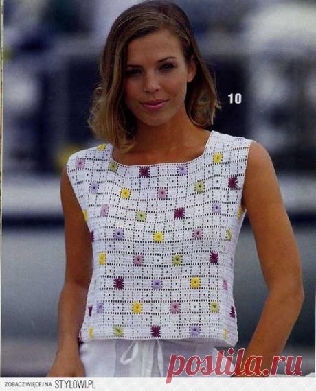 Топ с вышитыми цветами. - ВЯЗАНИЕ крючком для детей и родителей(СХЕМЫ) - Страна Мам