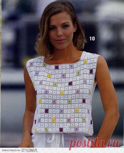 Топ с вышитыми цветами. - ВЯЗАНИЕ крючком для детей и родителей(СХЕМЫ) - Страна Мам