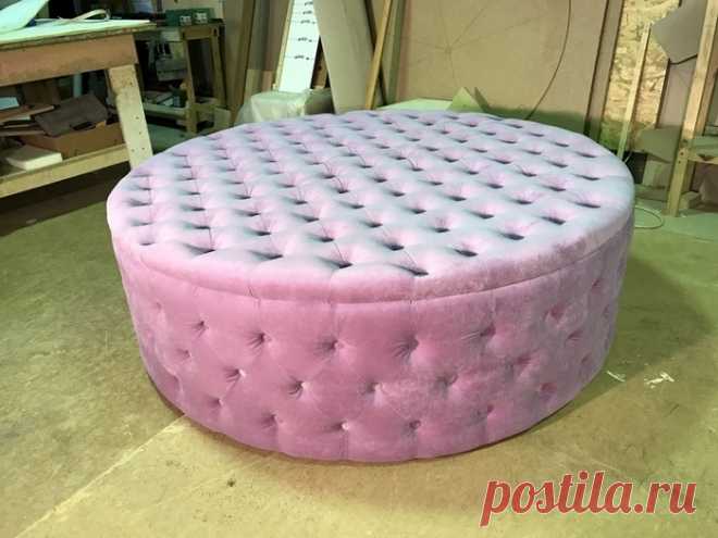 Круглый пуфик с пуговицами — Сделай сам, идеи для творчества - DIY Ideas