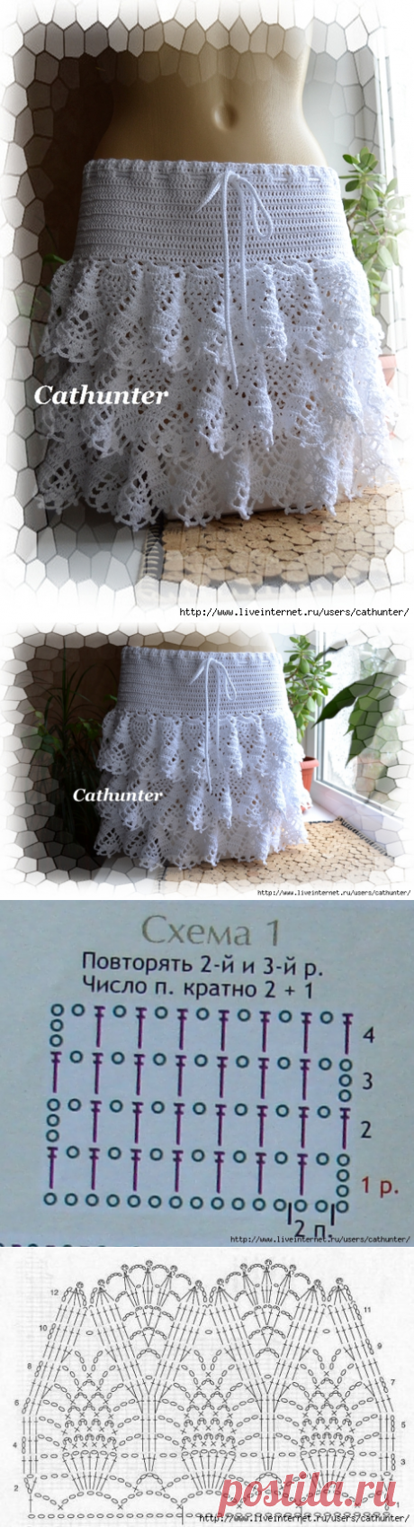 Белая юбочка крючком