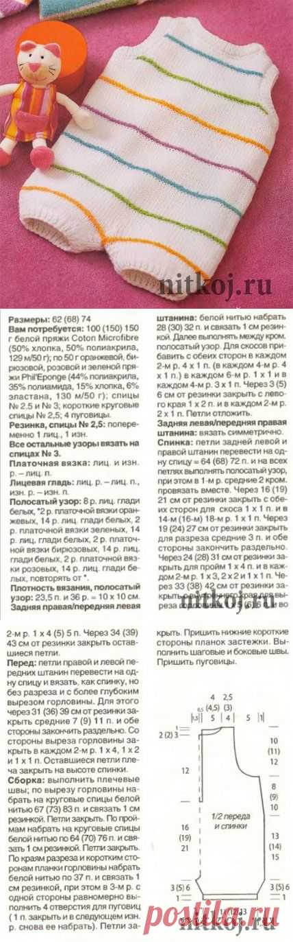 Боди для новорожденных с полосками » Ниткой - вязаные вещи для вашего дома, вязание крючком, вязание спицами, схемы вязания