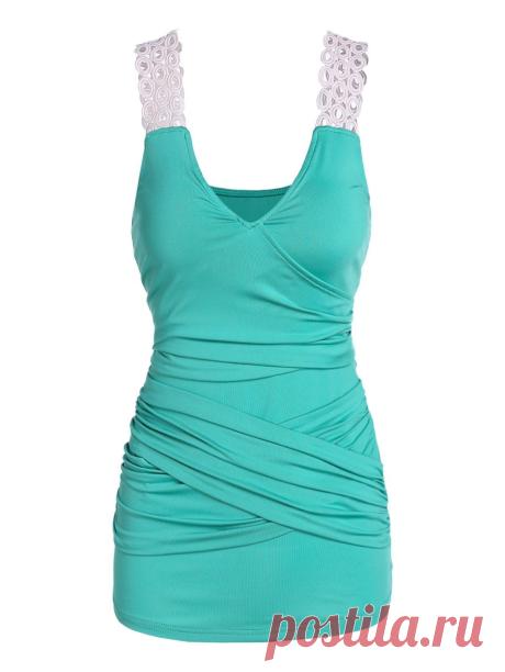[30% OFF] 2020 Crossover Ruched Tank Top In LIGHT SEA GREEN | DressLily