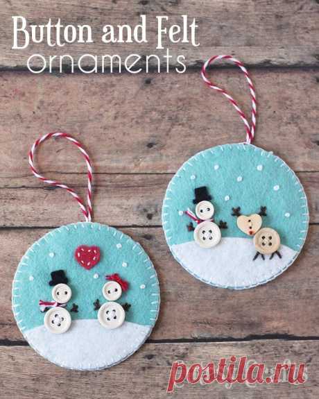Новогодний handmade из фетра и пуговиц