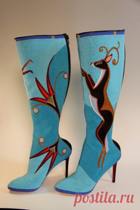 Jamie Okuma's fierce beaded Christian Louboutin boots. Native American style. Whoa! | 5