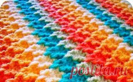 Интересный многоцветный узор - Афганское вязание крючком