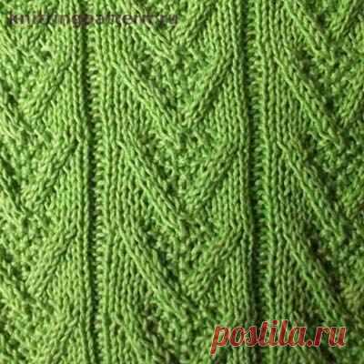 Узоры спицами косы жгуты V-образный узор Рис
