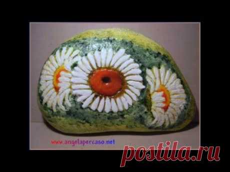 decorazione su sasso una tridimensionale decoupage - YouTube