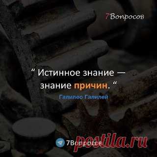 7Вопросов “ Истинное знание — знание причин. “ © Галилео Галилей
