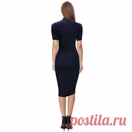GeeWheat Women's Elegant Deep V Stretchy Sheath Party Work Pencil Dresses at Amazon Women’s Clothing store: