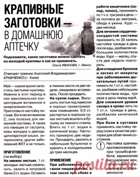 Крапивные заготовки в домашнюю аптечку