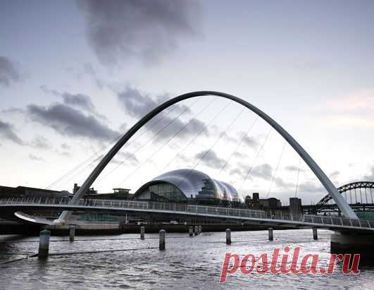 The Gateshead Millennium Bridge is a tilt bridge made just for pedestrians and cyclists. Spanning the River Tyne in England, the bridge relies on hydraulic rams to rotate and allow boats to pass. (Ian Hodgson/Reuters)