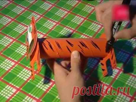 HAND MADE Пенал из бросовых материалов "Тигр"